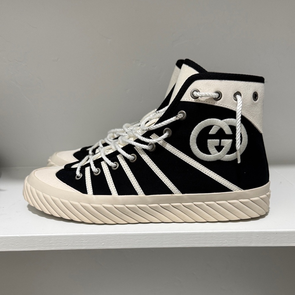 Gucci Black and Cream High-Top Sneakers